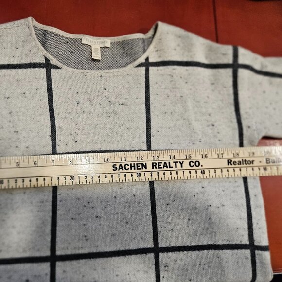 Eileen Fisher Wool Organic Cotton 3/4 Sleeves Peppered Windowpane Sweater PP - Picture 8 of 13